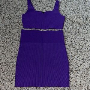 House of Harlow Purple Ribbed Two-Piece Set